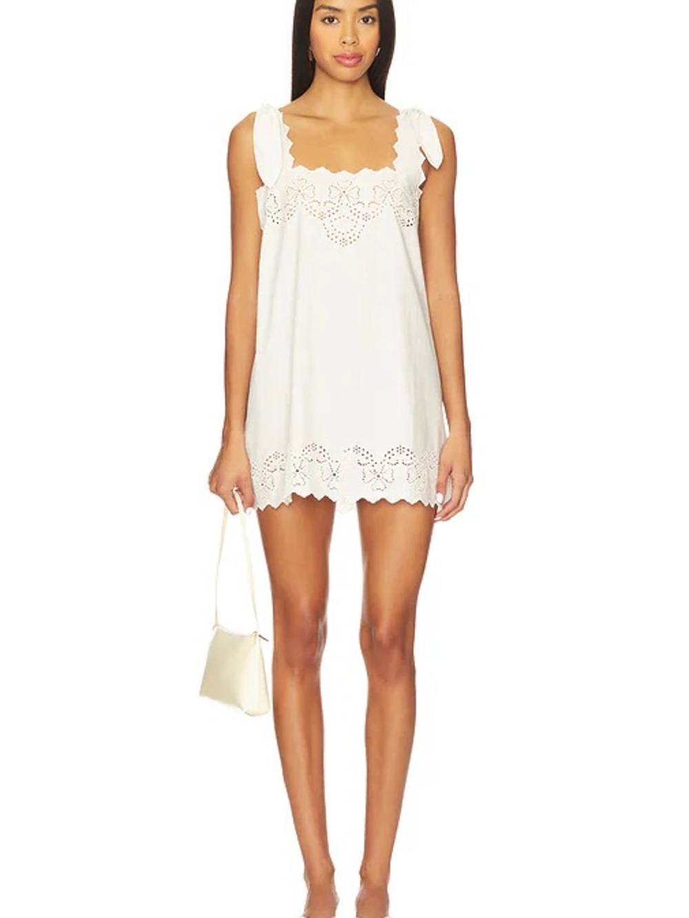 Stone Cold Fox White Eyelet-Trim Mini Dress